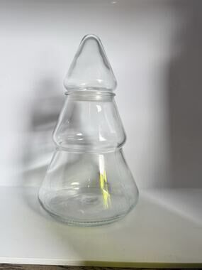 Anchor Hocking Tree Shaped Clear Glass Candy Cookie Nuts Jar with Sealed Lid 9”